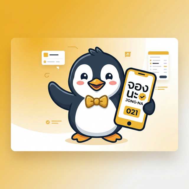 จองนะ (Jong-Na) ระบบจองคิวออนไลน์ — เพนกวินมาสคอตระบบจองคิวสำหรับร้านเสริมสวย คลินิก คาร์แคร์
